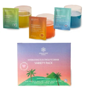 Atmosphere Electrolyte Powder Variety Pack | 15 Sachets (115 Grams) | 5 sachets each of: Green Apple Gut Ade | Blue Raspberry Skin-Ade | Passion fruit Energy Boost