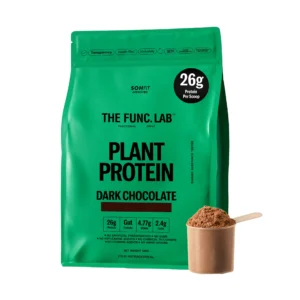 The Func. Lab Plant Protein Dark Chocolate bag with scoop Available at Fitbee