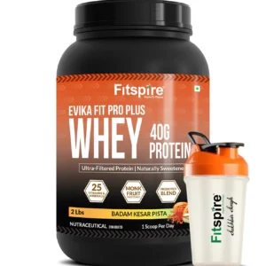 Fitspire EVIKA Fit Super Pro Plus Protein Powder Supplement with Shaker Combo | Badam Kesar Pista Flavor | Supports Gym Performance & Muscle Recovery