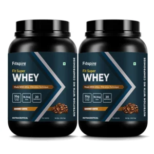 Fitspire Fit Super Protein Powder Gourmet Coffee (Pack of 2) | 100% Authentic & No Adulteration Whey Protein for Muscle Growth & Recovery