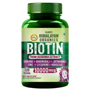 Vlado's Himalayan Organics Biotin Hair Growth Tablets 10000mcg 120 Tablets