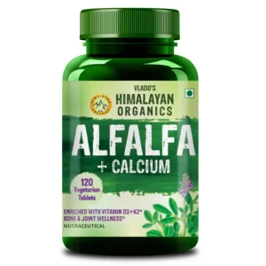 Bottle of Vlado’s Himalayan Organics Alfalfa Calcium tablets