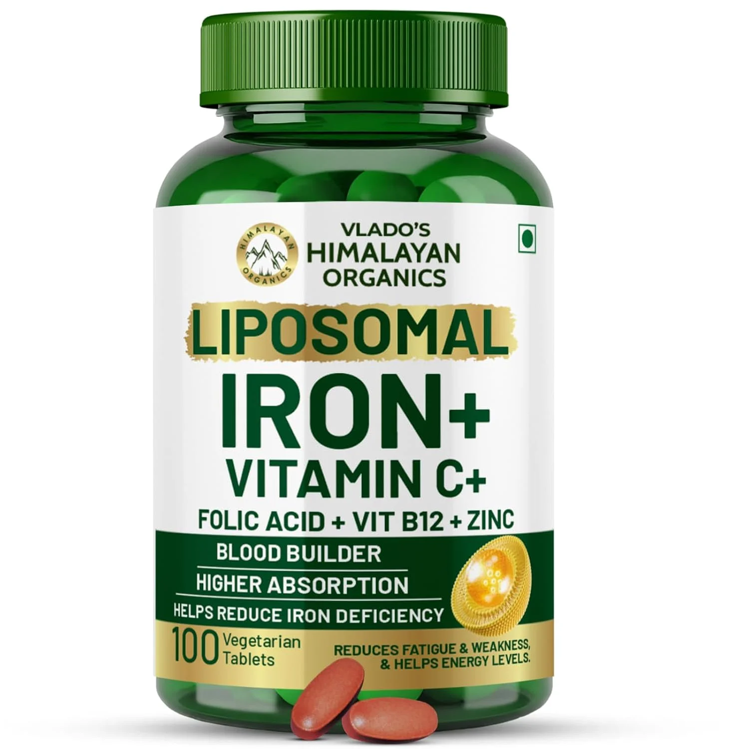 Vlado's Himalayan Organics Liposomal Iron Vitamin C Tablets 100 Veg