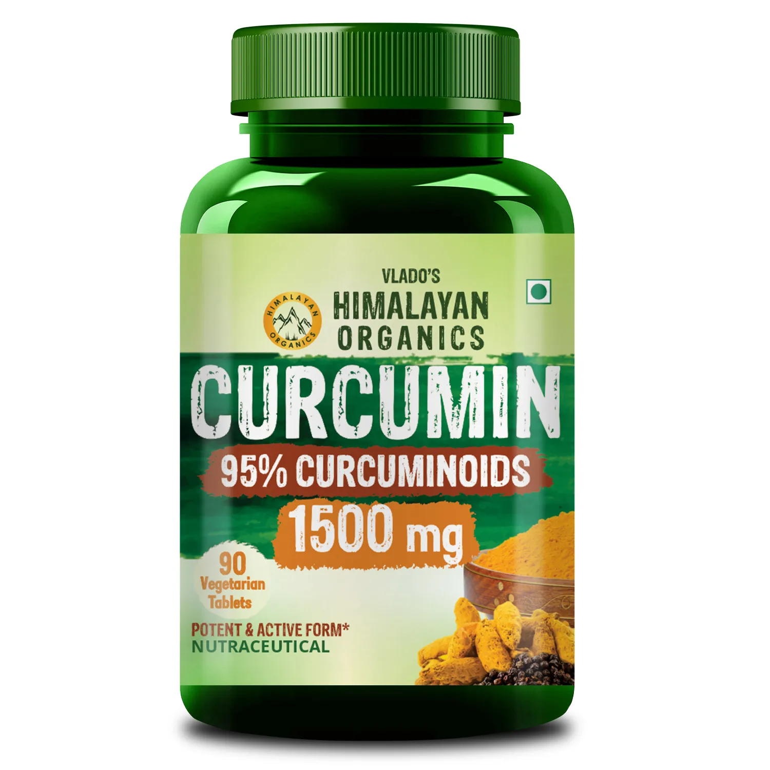Vlado Himalayan Organics Curcumin 95% Curcuminoids 1500mg Tablets Bottle