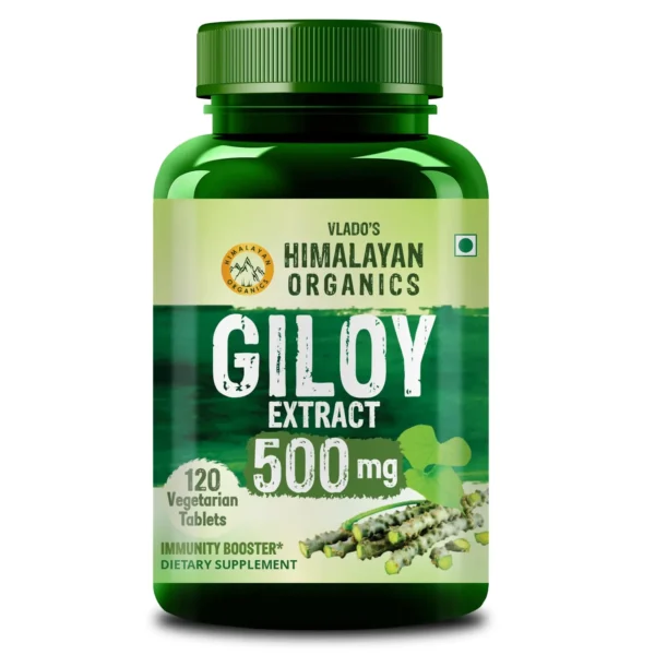 Bottle of Vlado's Himalayan Organics Giloy Extract 500mg vegetarian tablets