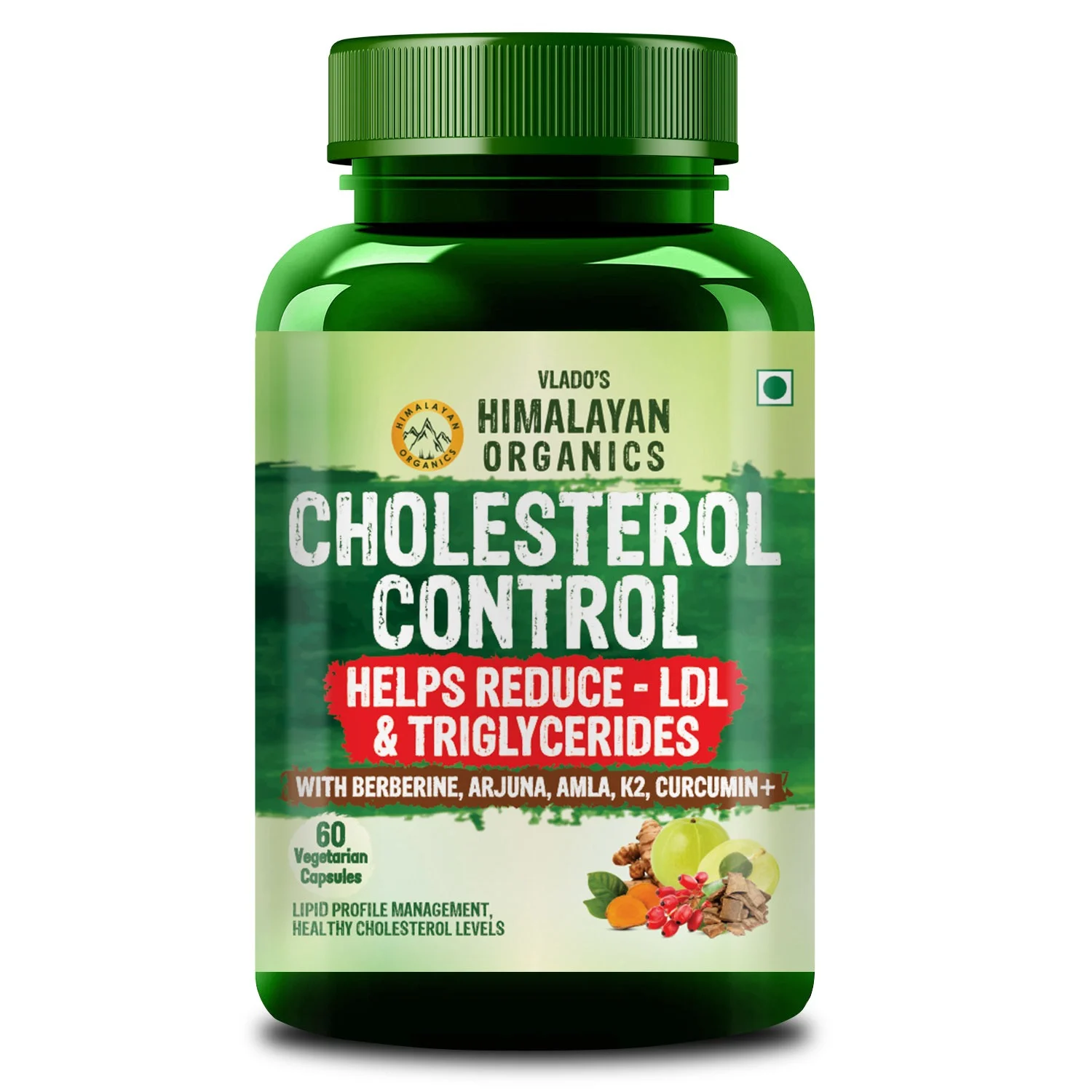 Vlado Himalayan Organics Cholesterol Control 60 Veg Capsules Bottle