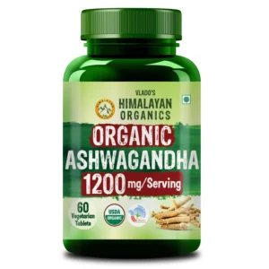Vlado Himalayan Organics Ashwagandha 1200mg Organic Tablets Bottle