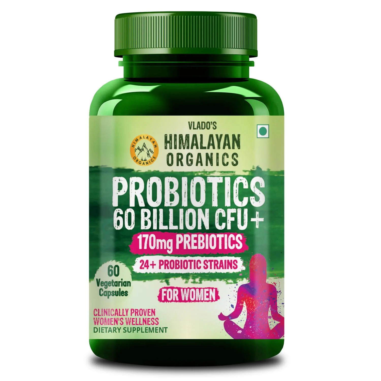 Vlado's Himalayan Organics Probiotics 60 Billion CFU Women's Gut Health Capsules