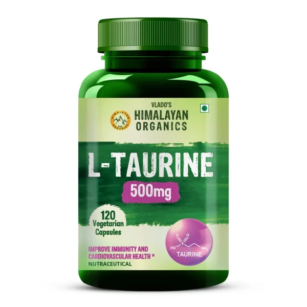 Vlado Himalayan Organics L-Taurine 500mg Veg Capsules Bottle