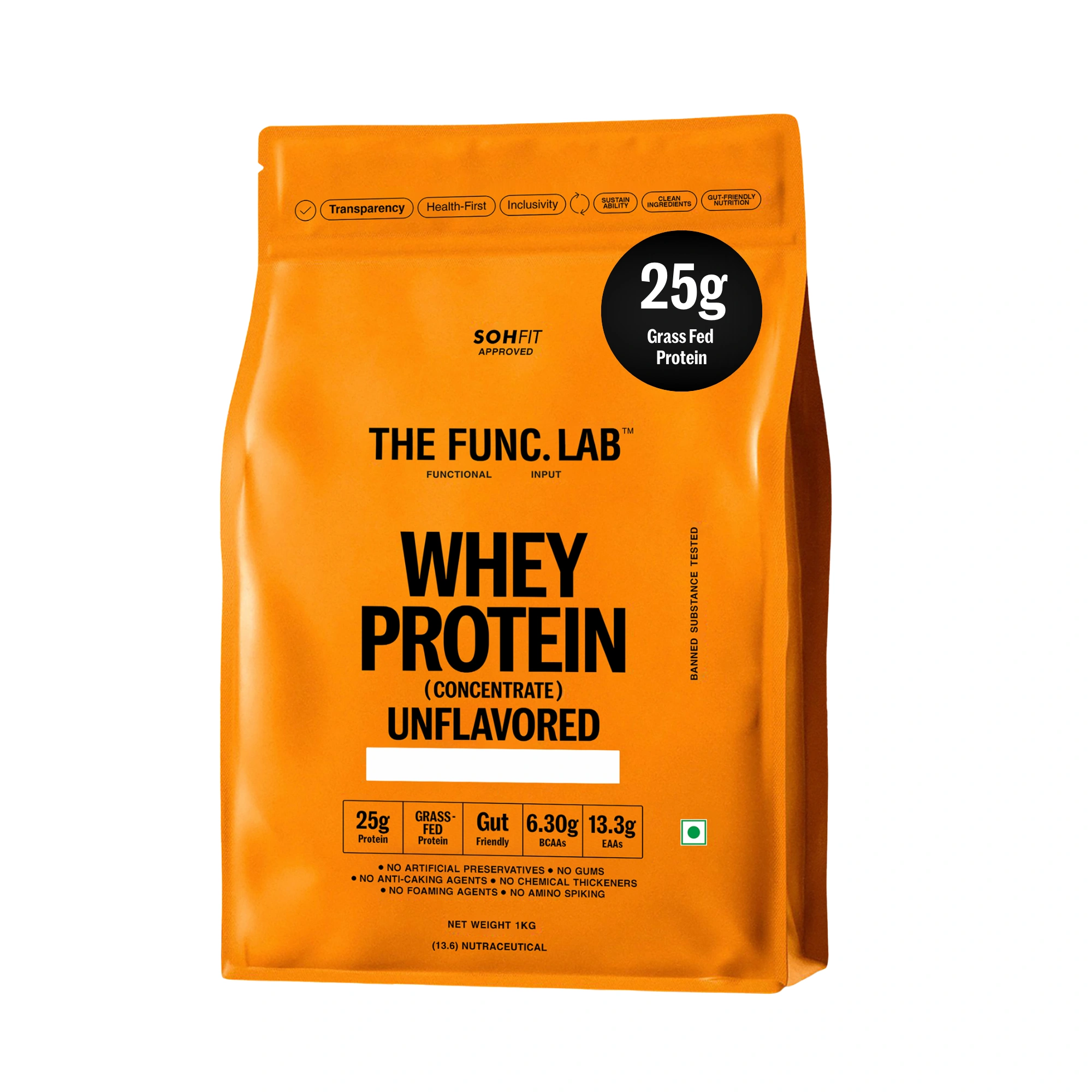 Unflavored Whey Protein Concentrate 1 kg Grass-Fed Protein Powder