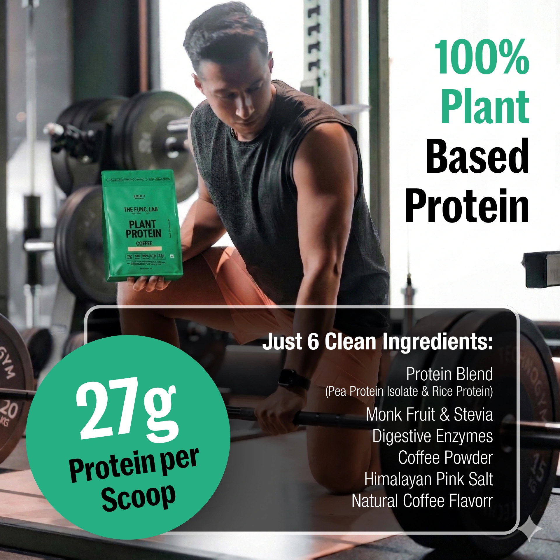 The Func Lab plant protein supplement for men and women in coffee flavour