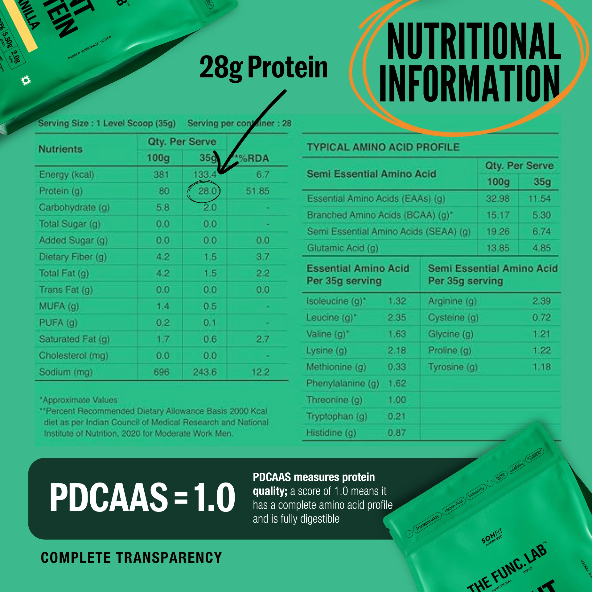 The Func. Lab Plant Protein for Men and Women Vanilla Flavour 500g