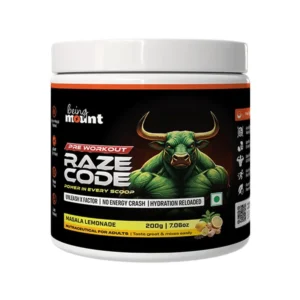 BeingMount Raze Code Pre Workout Supplement, Masala Lemonade Flavour, No Energy Crash, Hydration Reloaded, 200g