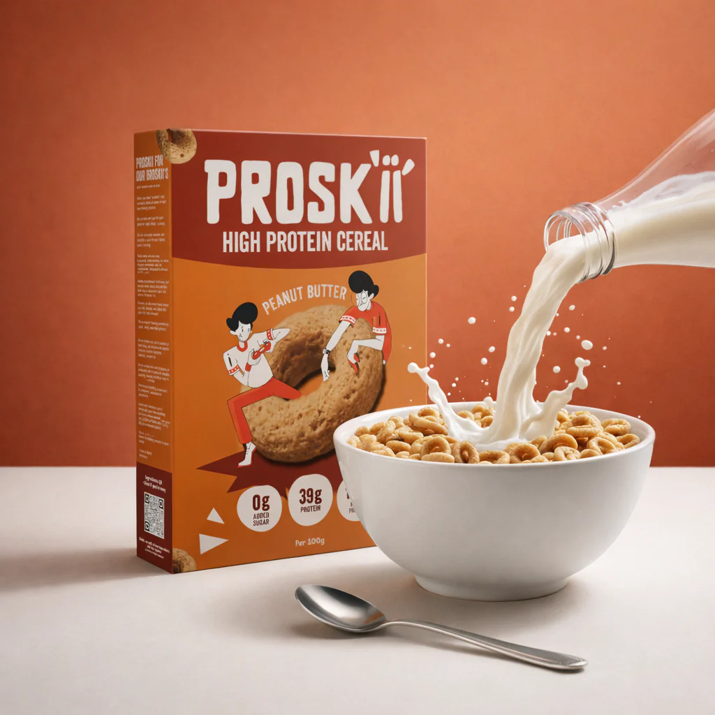 PROSKII Plant-Based Protein Cereal (Pack of 2) – 38g Protein Peanut Butter Nutty Crunch | Zero Added Sugar | Gluten-Free Healthy Breakfast - Image 2