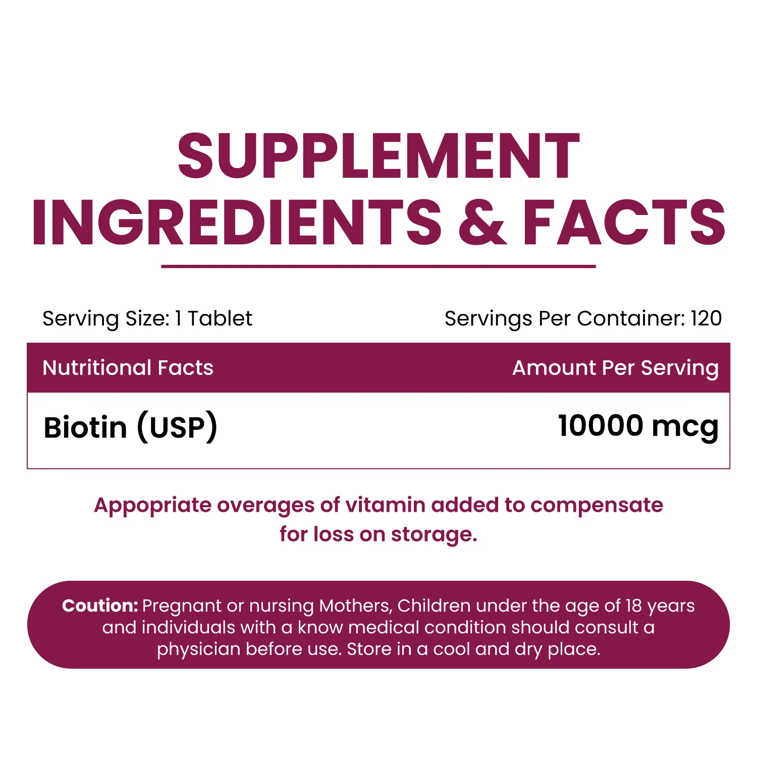 Biotin supplement for hair and skin