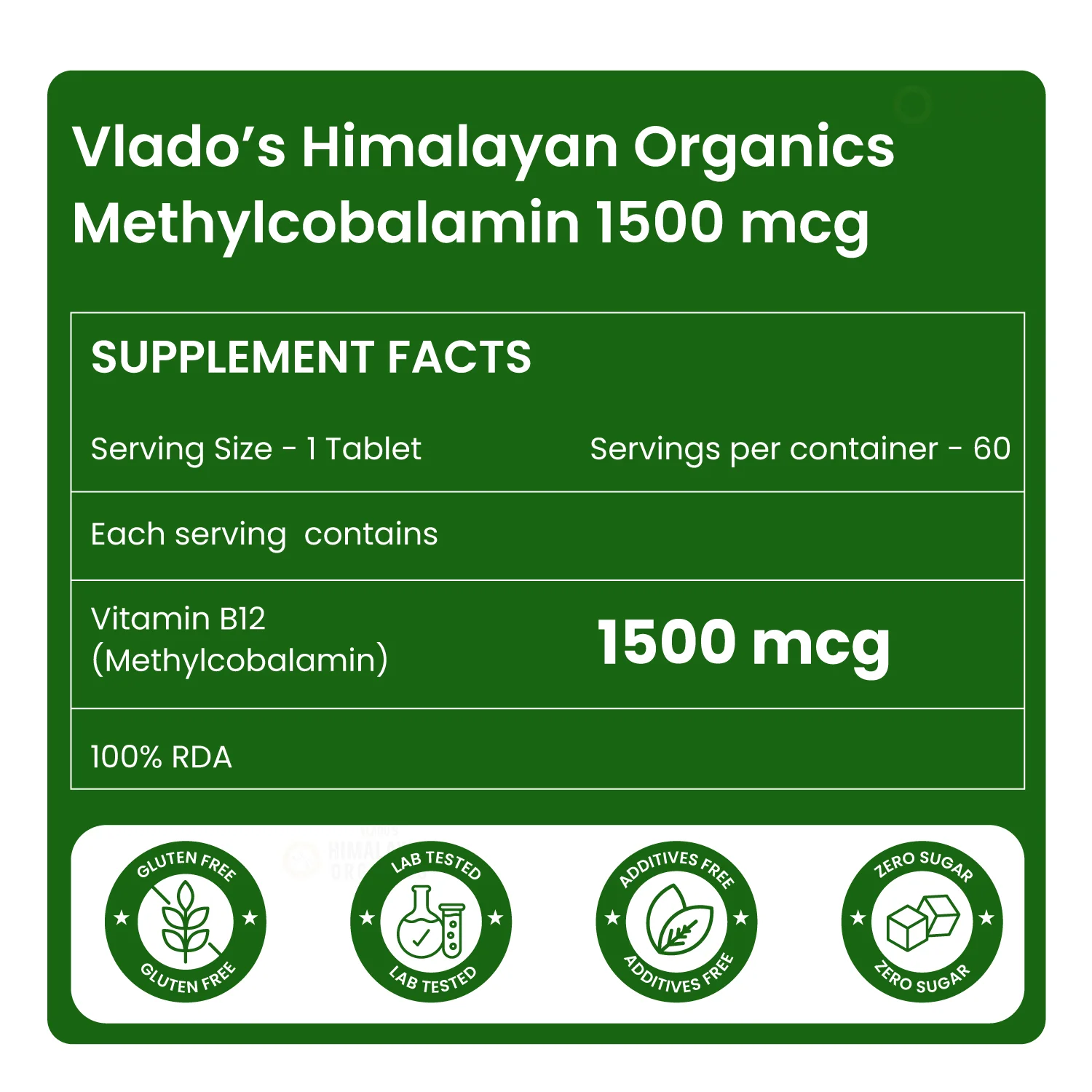 Vlado B12 Methylcobalamin 1500 mcg supplement