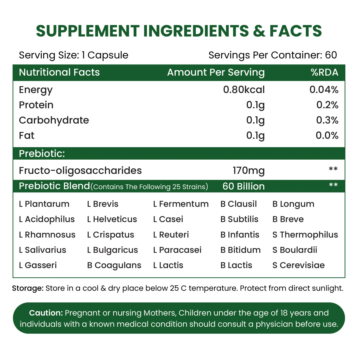 Vlado Himalayan Organics Probiotics Supplement Nutrition Facts Label