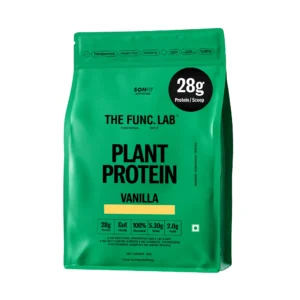 Plant protein powder in vanilla flavor, 28g protein per scoop