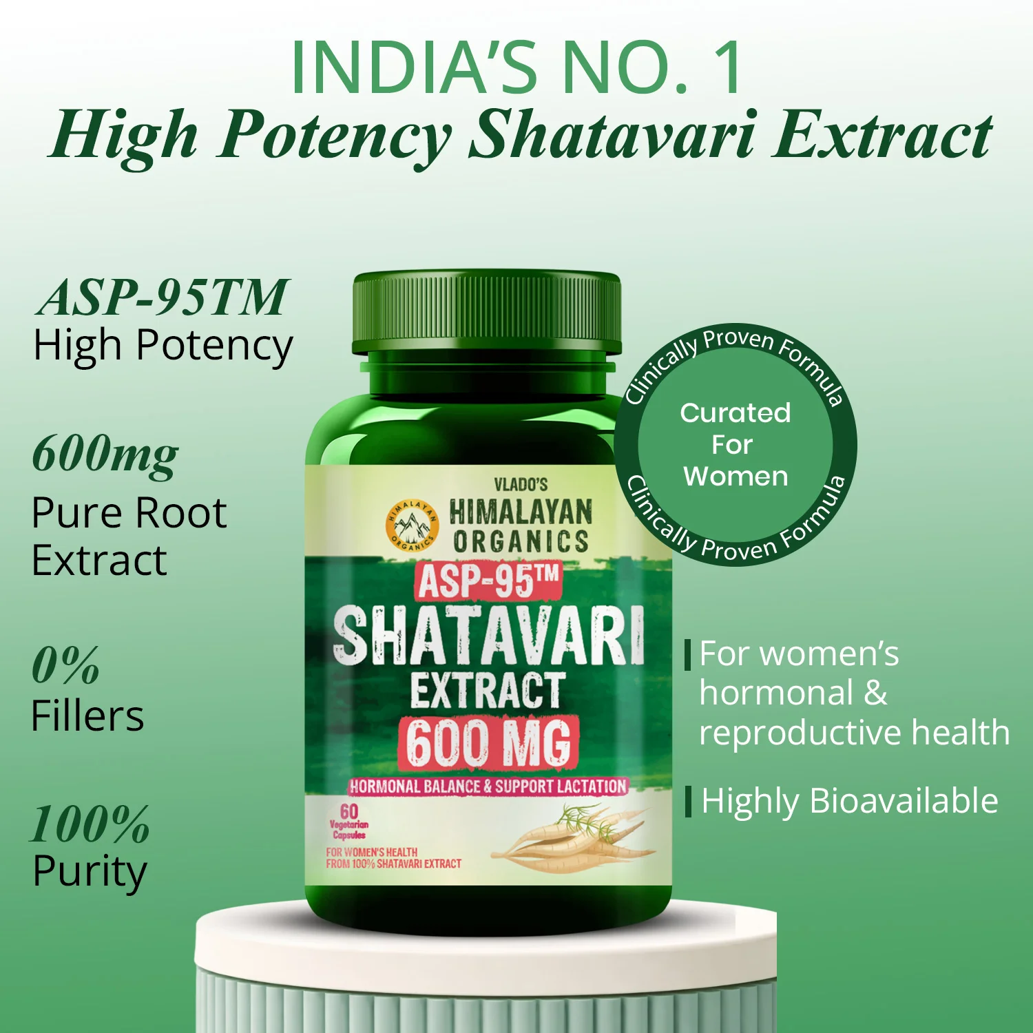 Vlado's Himalayan Organics Shatavari Extract 600mg 60 Capsules