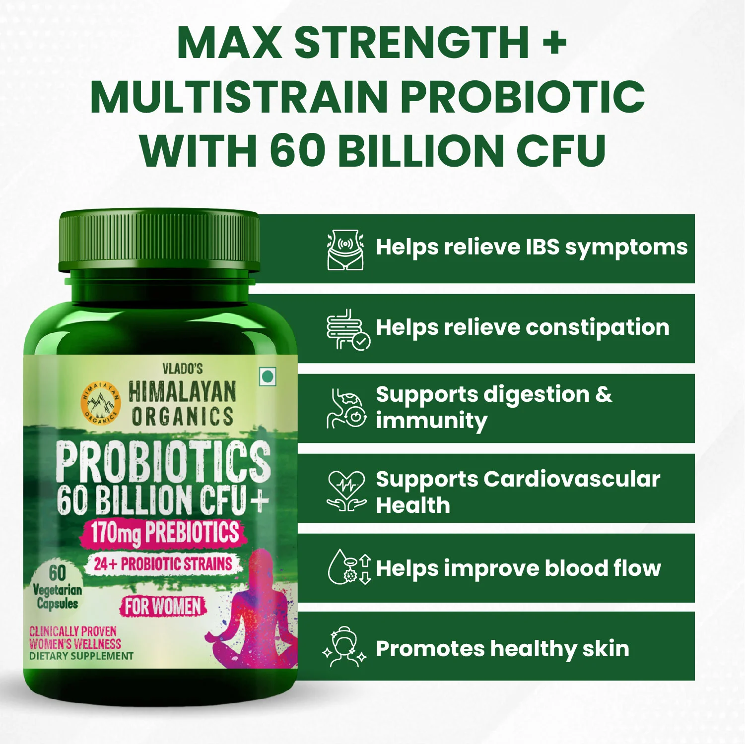 Vlado's Himalayan Organics Probiotics 60 Billion CFU+ Bottle