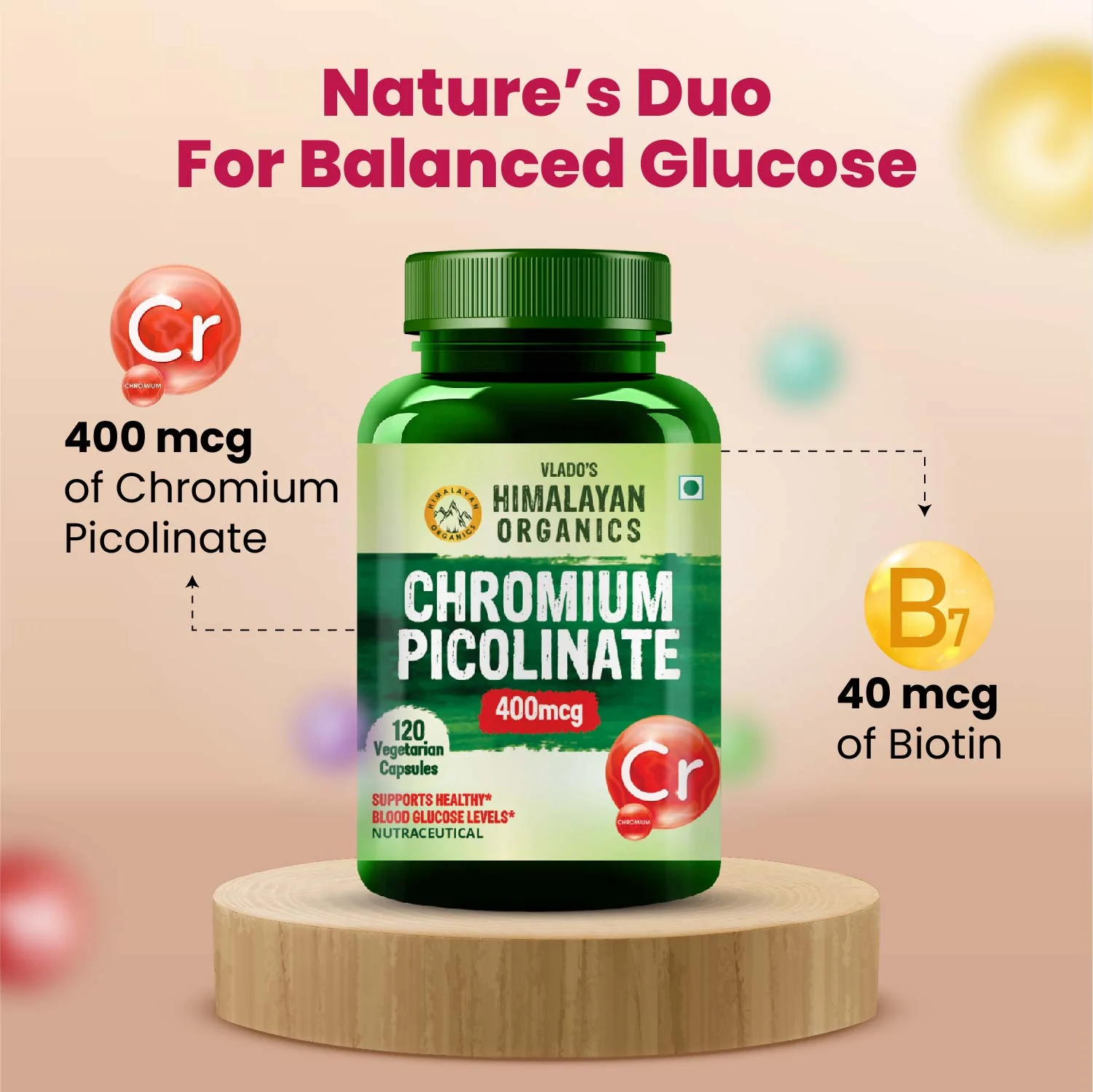 Chromium Picolinate 400mcg supplement for blood sugar and heart health