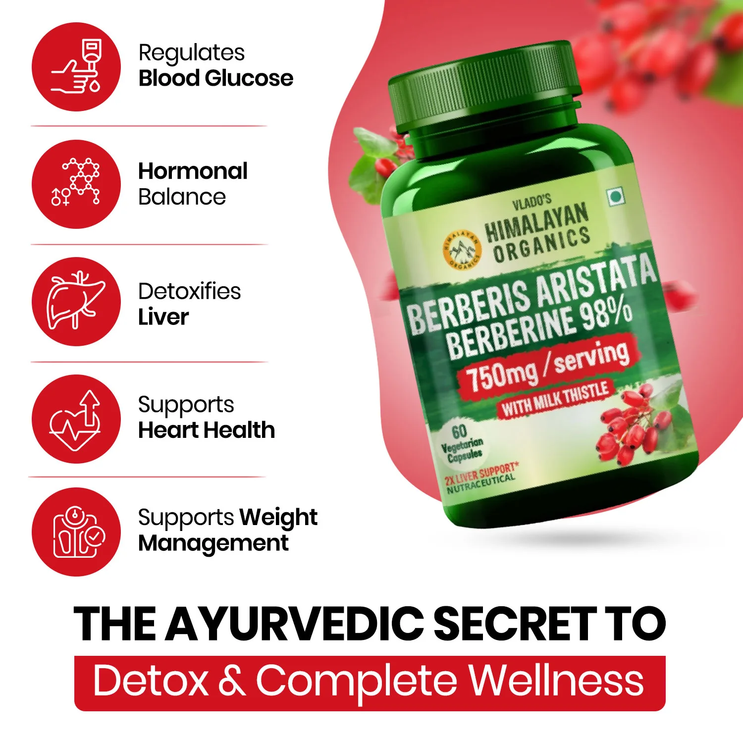 Berberine capsules with milk thistle