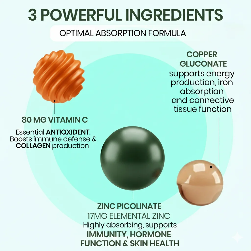 Zinc supplement for men with copper and vitamin C