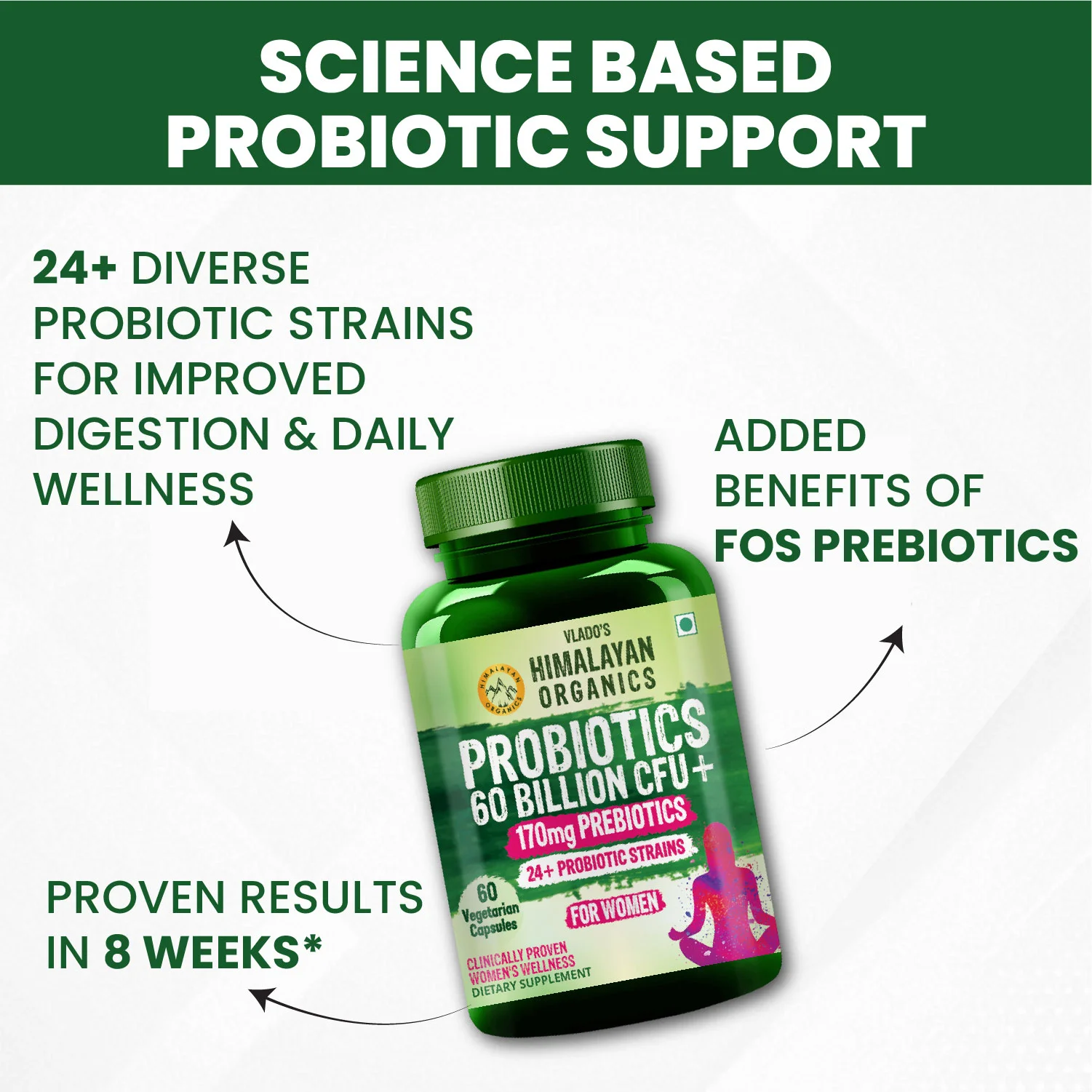 Vlado's Himalayan Organics Probiotics 60 Billion CFU Supplement Bottle