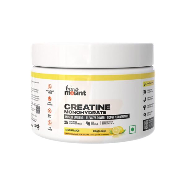 Lemon flavored creatine monohydrate supplement