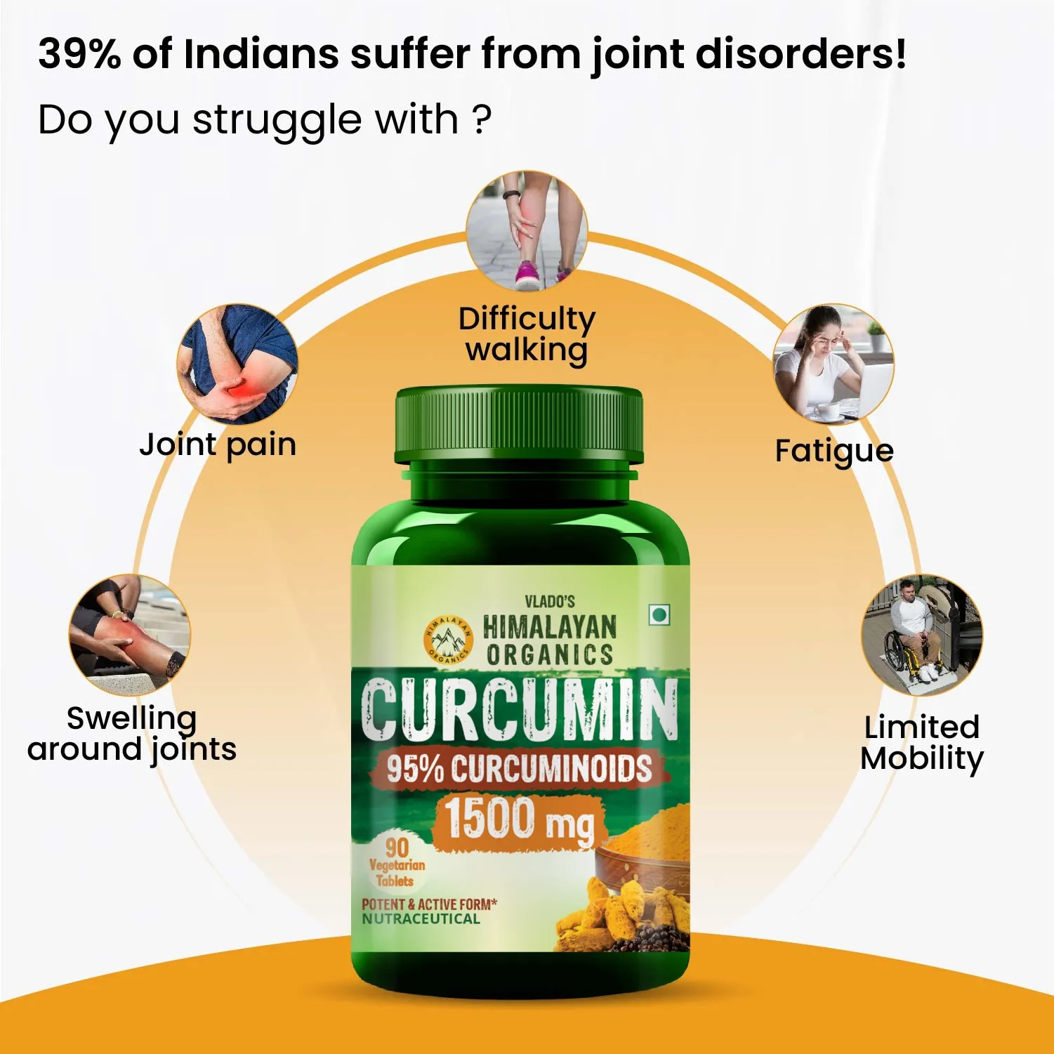 Vlado Himalayan Organics Curcumin 1500mg Tablets Bottle