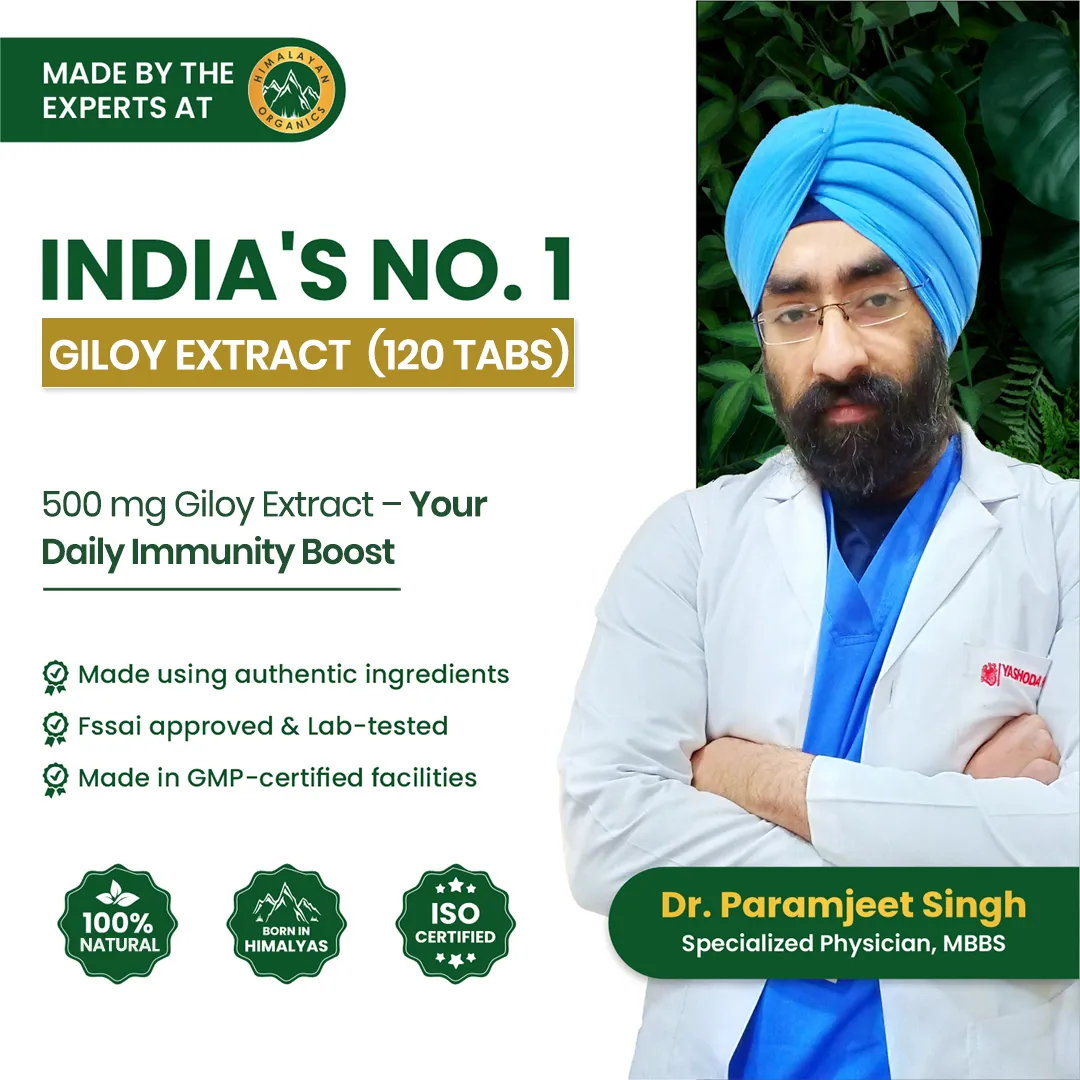 Indian doctor in turban recommending Himalayan Organics Giloy tablets