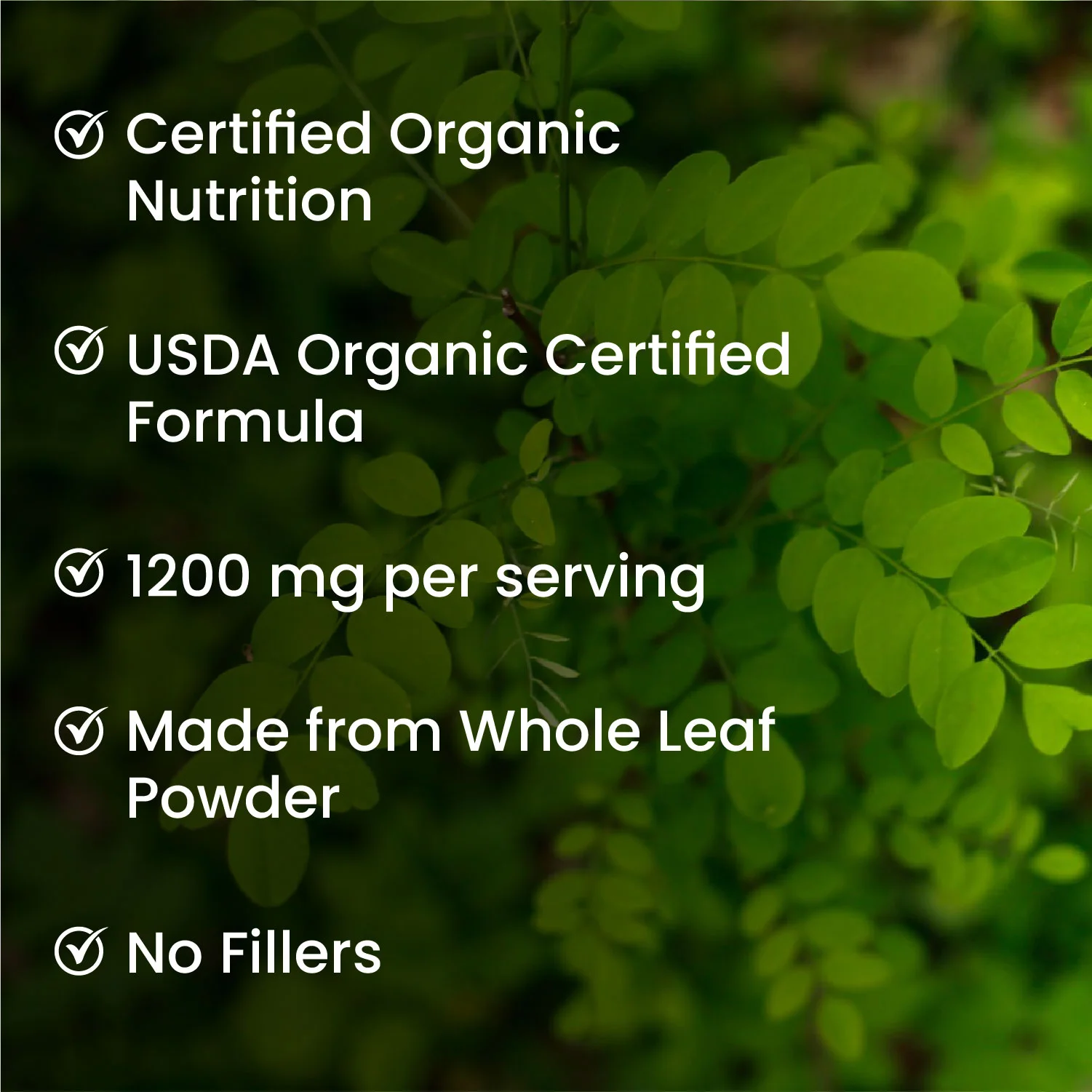 Vlado Himalayan Organics Moringa Tablets USDA Certified Organic Nutrition Label