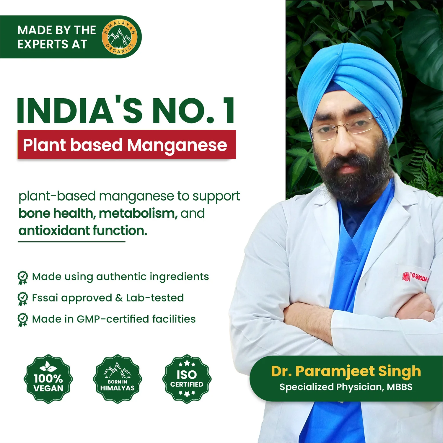 Vlado’s Himalayan Organics Manganese 4mg capsules