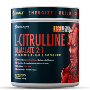 Mshield Sups L-Citrulline DL-Malate 2:1 | High-Performance Amino Acid Formula for Nitric Oxide & Vascularity | Enhanced with AstraGin | 100 Servings (Unflavoured, 205g)