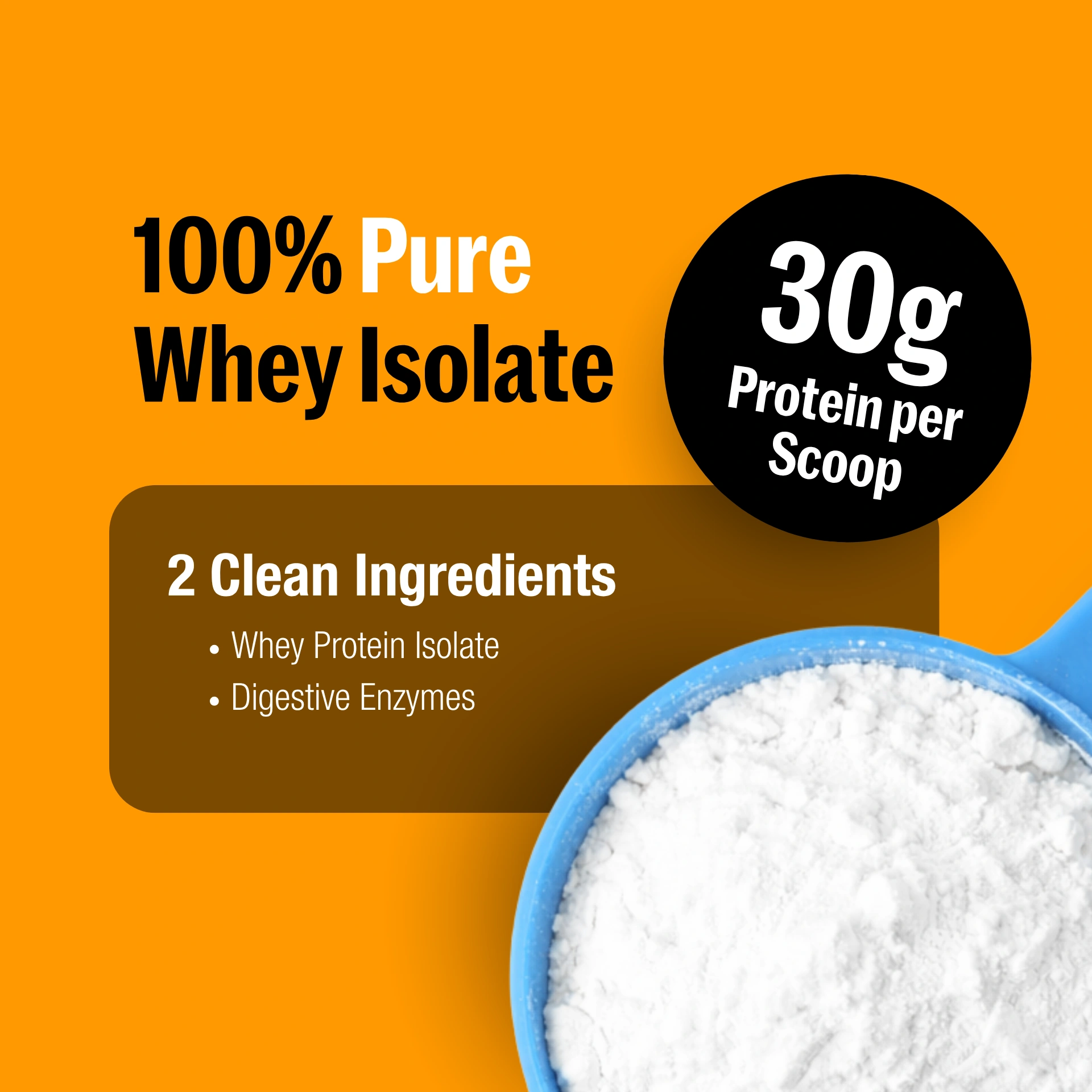 Unflavored Whey Protein Isolate Supplement with 30g Protein per Scoop