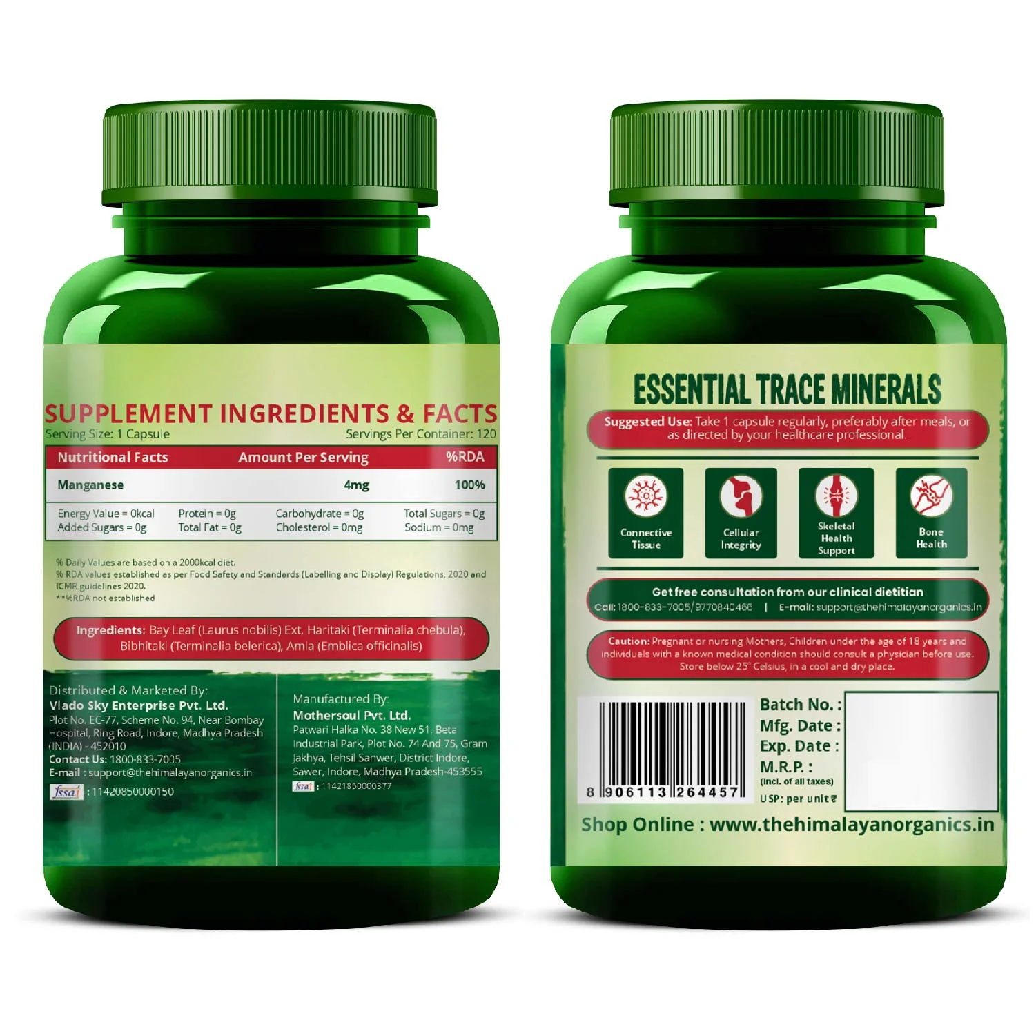 Plant based manganese 4mg capsules