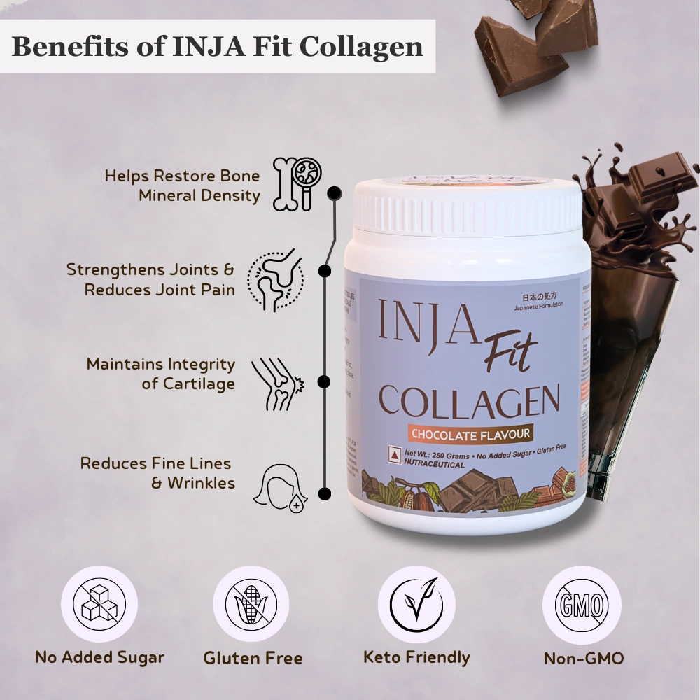 INJA Fit Marine Collagen For Skin, Joints And Muscles, With Vitamin C & Glucosamine | Chocolate Flavour - Image 4