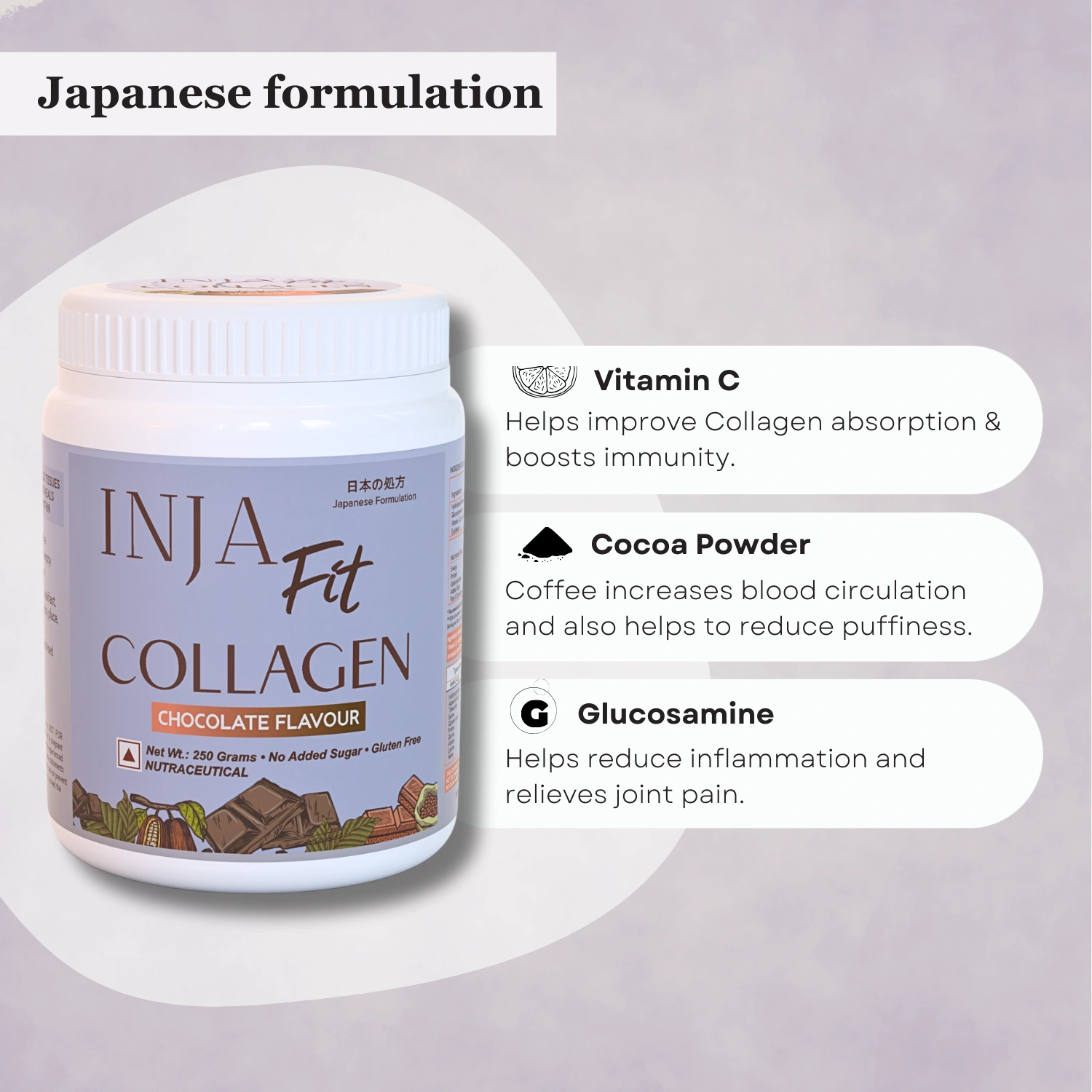 INJA Fit Marine Collagen For Skin, Joints And Muscles, With Vitamin C & Glucosamine | Chocolate Flavour - Image 5
