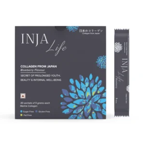 INJA Life Japanese Collagen | 30 sachets of 5gm with Vitamin C | Glutathione, Glucosamine & more | Blueberry Flavour