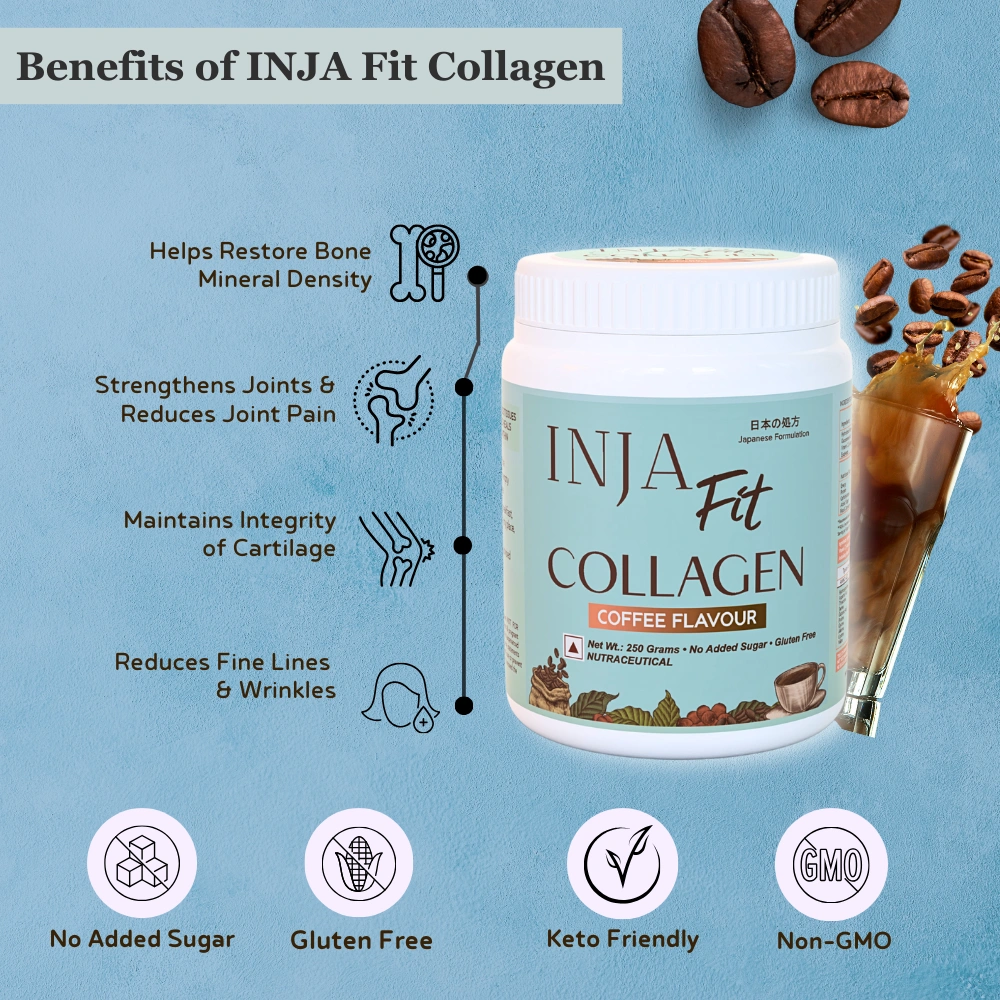 INJA Fit Marine Collagen For Skin, Joints And Muscles, With Vitamin C & Glucosamine | Coffee Flavour - Image 4