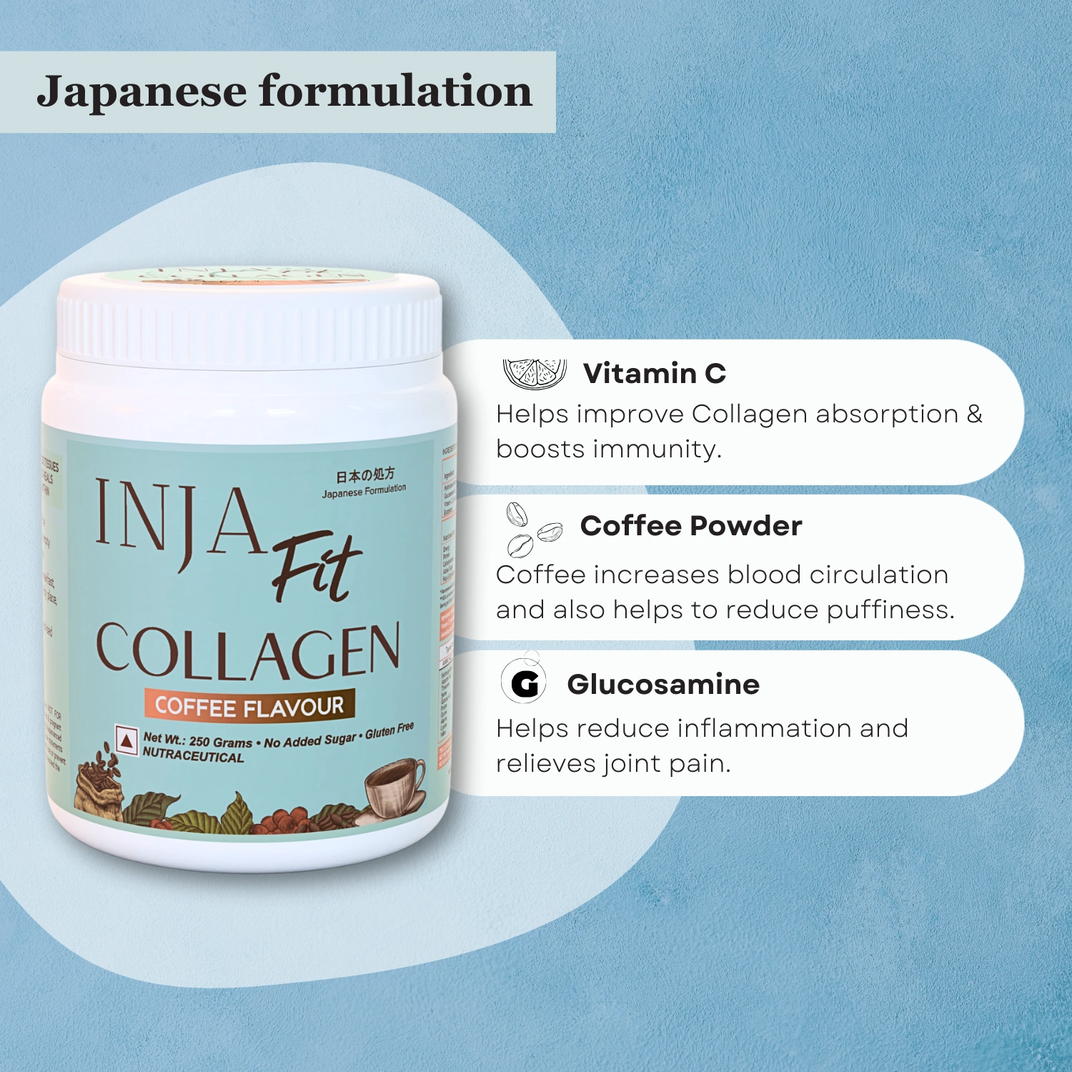 INJA Fit Marine Collagen For Skin, Joints And Muscles, With Vitamin C & Glucosamine | Coffee Flavour - Image 5