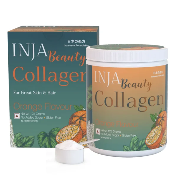 INJA Beauty Collagen Supplement Orange Flavor Jar with Box