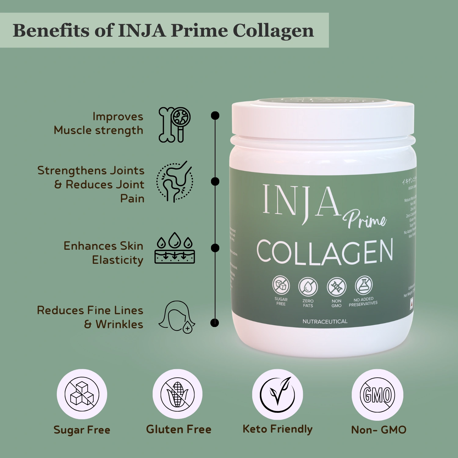 INJA Prime Finest Hydrolyzed Marine Collagen Unflavoured | Supports Skin, Hair, Nails, Joints & Bone Health - Image 4