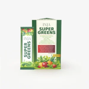 INJA Super Greens | Complete Daily Greens for Men & Women | 40+ Vitamins | Minerals Superfoods, Adaptogens & Antioxidants for Immunity, Energy, Detox, Gut Health | 7 Sachets