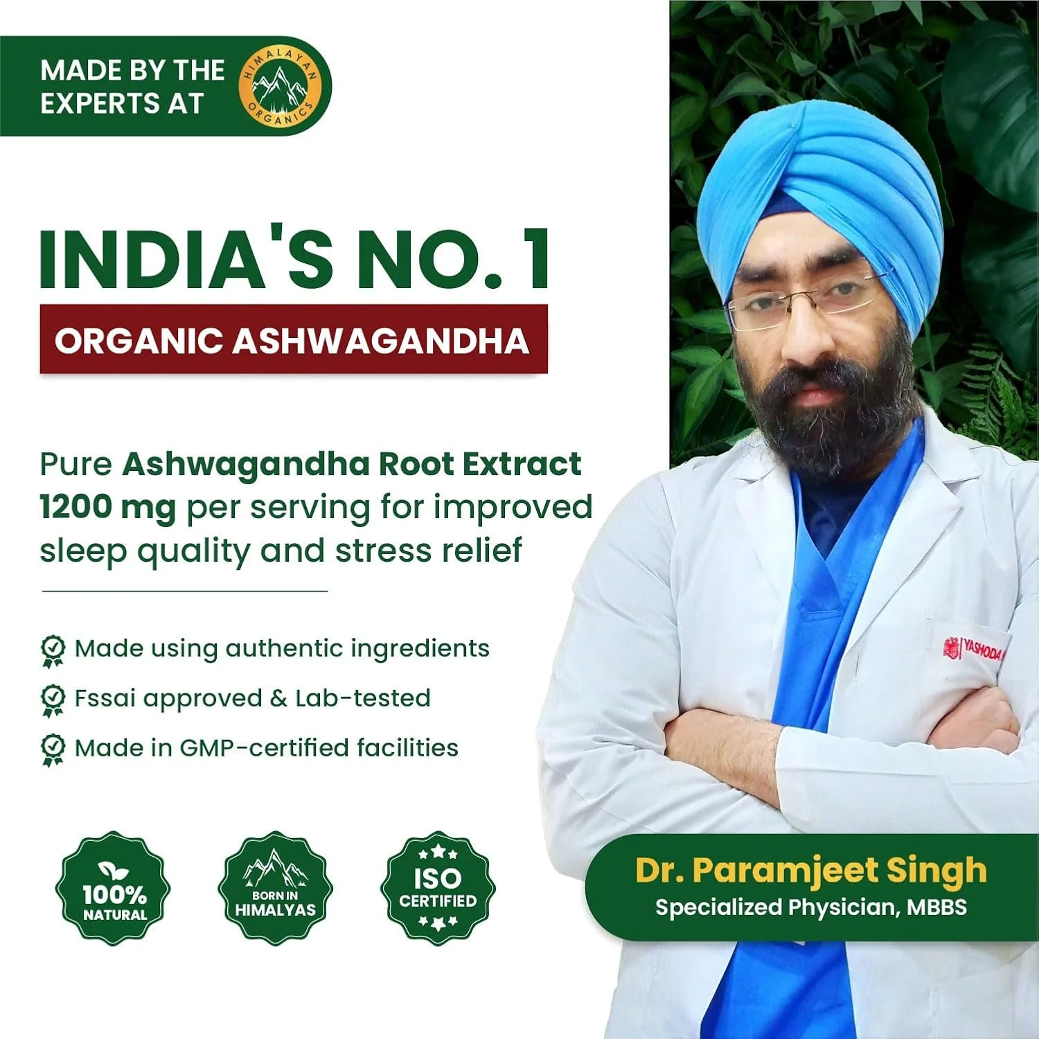 Vlado Himalayan Organics Ashwagandha 1200mg Stress Relief Tablets