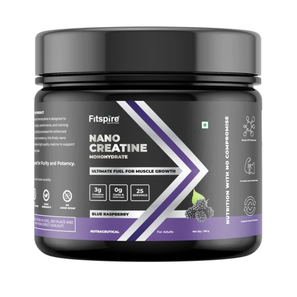 Blue raspberry flavored creatine monohydrate powder