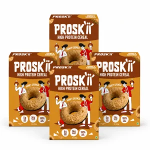 Proskii Honey Crunch High Protein Cereal (Pack of 4) | 38g Protein per 100g, 5g Added Sugar (from Honey) | Guilt-Free Breakfast Cereal