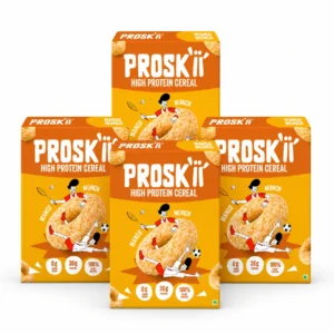 Proskii High Protein Cereal - Mango Munch Flavour (Pack of 4) | Healthy Vegan Breakfast Option | 38g Protein per 100g