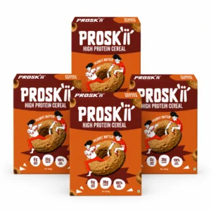 PROSKII Plant-Based Protein Cereal (Pack of 4) – 38g Protein Peanut Butter Nutty Crunch | Zero Added Sugar | Gluten-Free Healthy Breakfast