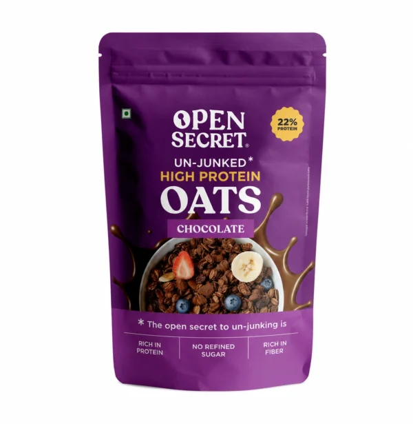 Open Secret High Protein Oats | Everyday Protein Bowl | Chocolate Flavour | 15g Protein per Serving | Rich in Fibre | 1kg